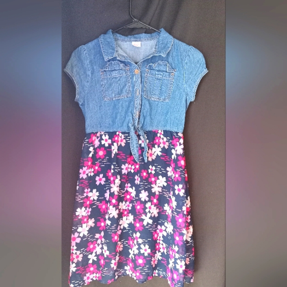 Size 6 Jean, navy blue,pink and white flower